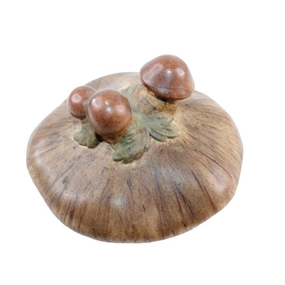 Vintage Hand Painted MCM Ceramic Mushroom Sugar Bowl Lid Matching Spoon Set - Picture 6 of 10